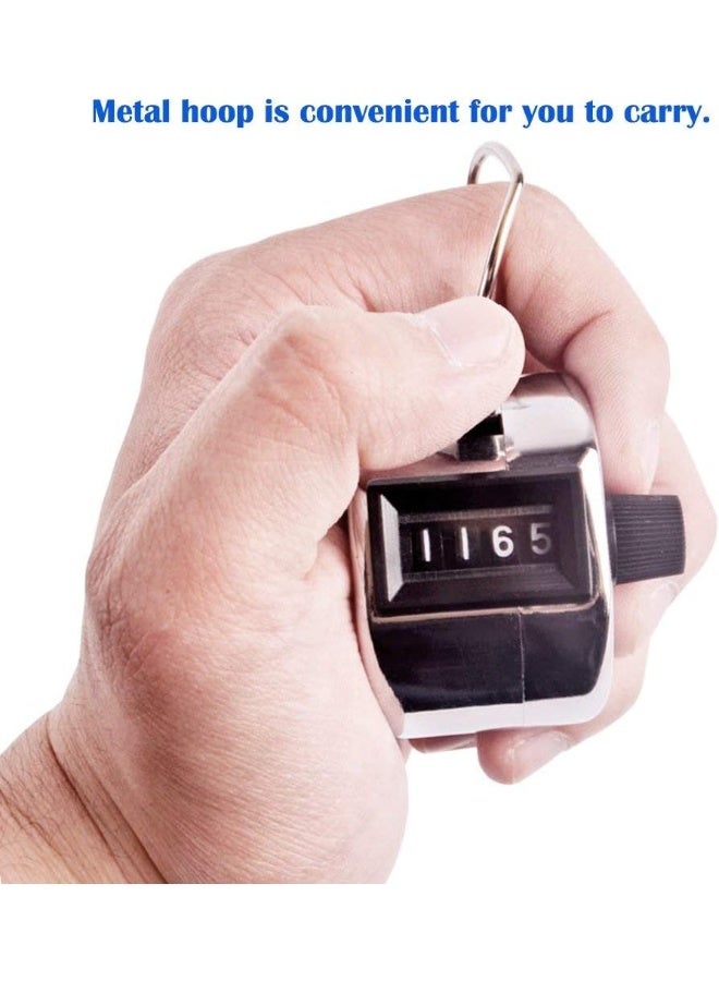 AFUNTA 4 Digit Hand Tally Counters, 4 Pack Mechanical Lap Tracker Manual Clicker with Metal Finger Ring Hoop Holder - Image 1