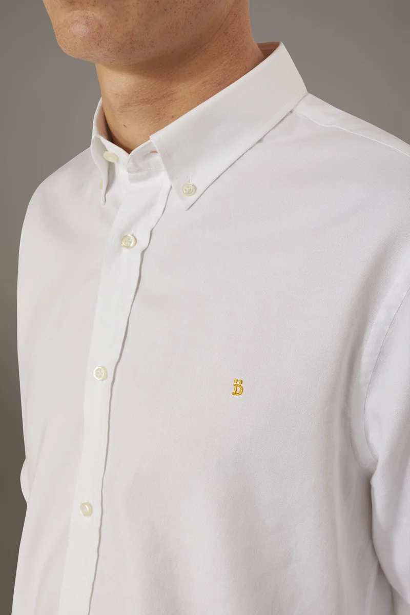 دوبل غانغر Washed shirt button down collar comfrot - White