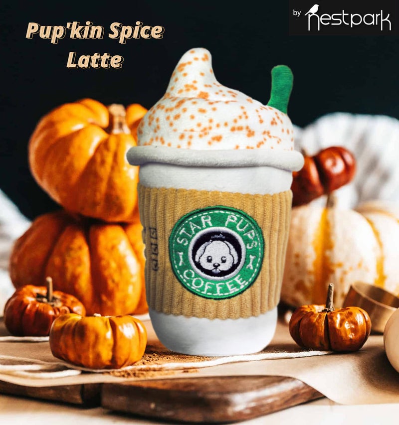 Nestpark Parody Star Pups Coffee Dog Toy Pup'kin Spice Latte - Funny Plush Squeaky Crinkle Dog Toys for Medium, Small and Large for Dog Birthday - Image 3