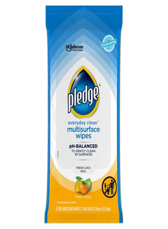 Pledge Multisurface Cleaning Wipes, pH Balanced, Fresh Citrus, 25 Count - Image 1
