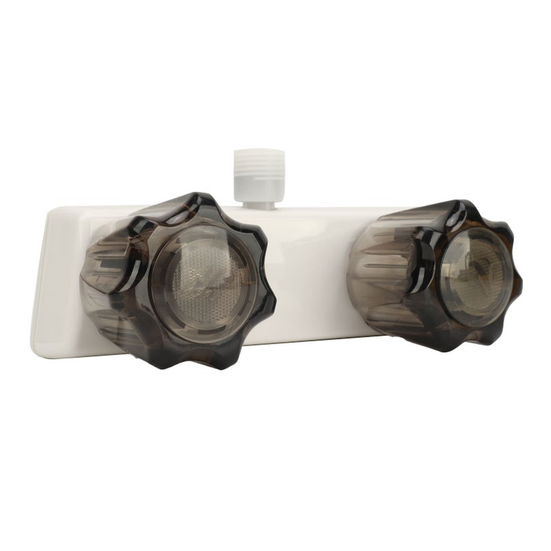 RV Shower Valve Diverter Easy to Install Shower Faucet with 2 Knobs for Boat Wagon White Base - Image 2