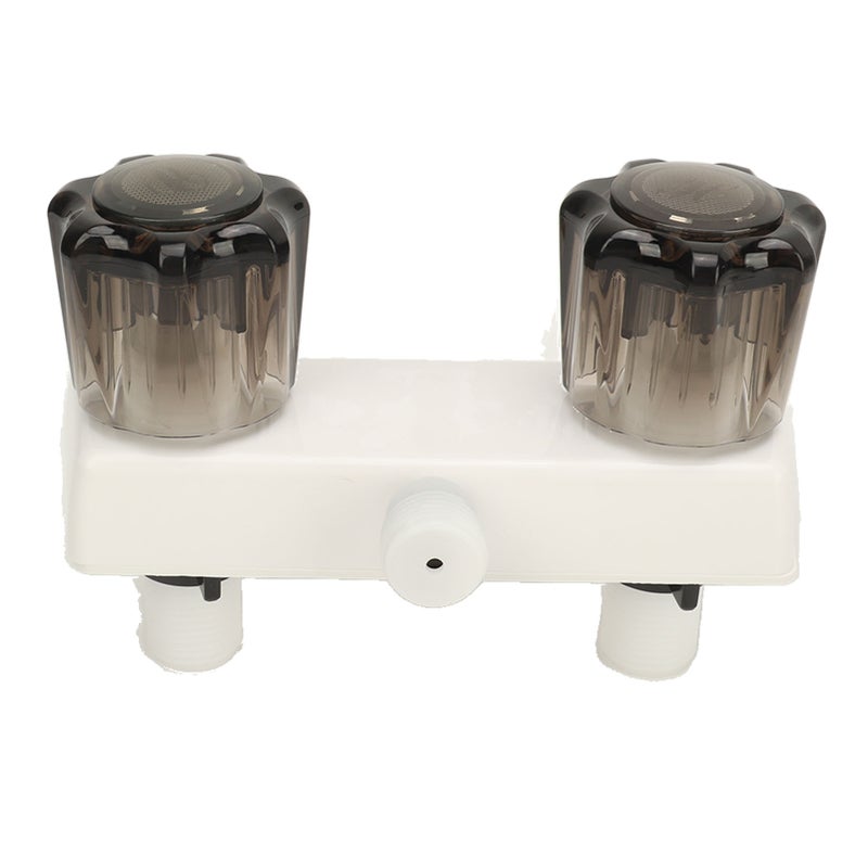 RV Shower Valve Diverter Easy to Install Shower Faucet with 2 Knobs for Boat Wagon White Base - Image 3