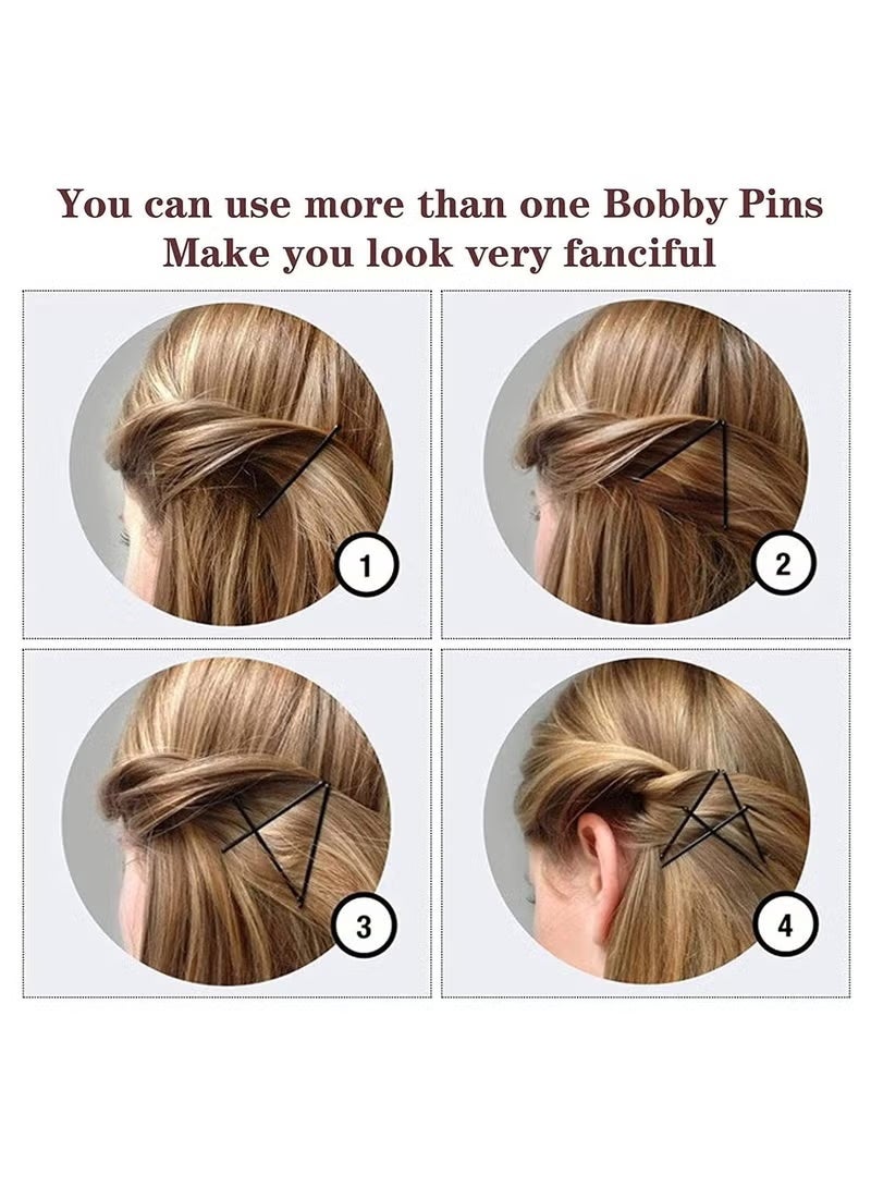 XZ JDUIY 200 black hair clips, beautifully packaged in a tin box, women's hair clips (5.5 cm/2.2 inches), metal wavy black hair clips, suitable for all hair types. - Image 3