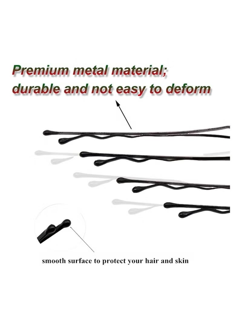 XZ JDUIY 200 black hair clips, beautifully packaged in a tin box, women's hair clips (5.5 cm/2.2 inches), metal wavy black hair clips, suitable for all hair types. - Image 4