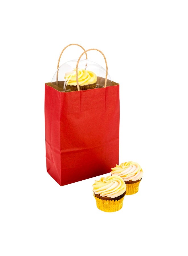 Restaurantware Saving Nature 10 x 6.75 x 12 Inch Shopping Bags, 100 Medium Retail Bags With Handles - Sustainable, Durable, Red Paper Merchandise Bags, For Wedding, Birthday Party Favor - Image 2