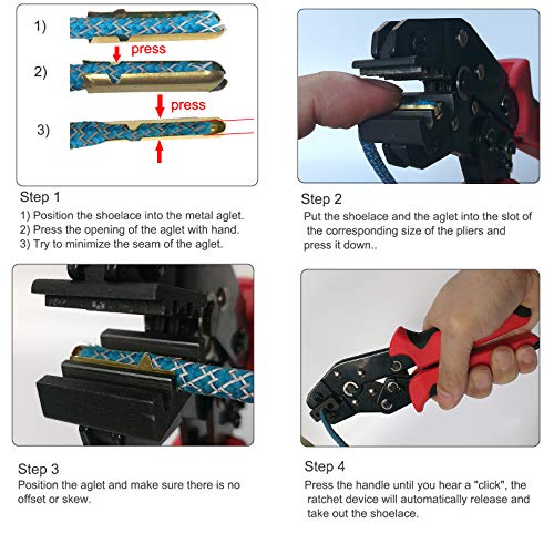 MYYA Hand Aglet Crimping Pliers, Metal Shoelace Aglets Crimper Tools for Attach Metal Sheath Aglets to the End of Laces Hoodie Shoelaces Tips DIY Installation 3.5, 4, 5 mm - Image 4