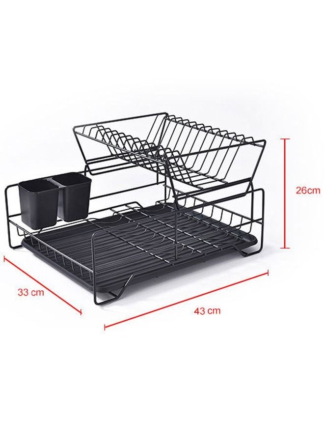 NKX 2 Layer Tier Kitchen Over The Sink Accessories Dish Organizer Storage Rack Plate Holder With Drip Tray  - Image 3