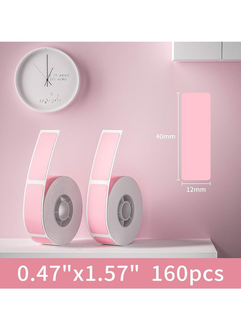 NIIMBOT - NIIMBOT Thermal Label Tape 0.47" x 1.57"  (12*40mm) | 160 Self-Adhesive Labels for D11/D110/D101 - Pink - Image 1