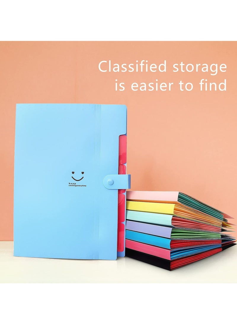 SYOSI - Expanding File Folders, 2 Pack Plastic Letter A4 Paper Paper Organizer Folder with Labels with Snap Closure, Cute Folders with 5 Pockets for School Home Work Office - Image 1