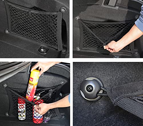 VEEBELL 2 Pack Small Cargo Net Pocket Storage Mesh Net Elastic Automotive Cargo Nets Storage Pouch for Car Trunk Net, RV, Boat Storage Mesh Pocket Net with 8 Mounting Screws and Hooks (18 x 9.8 Inches) - Image 5