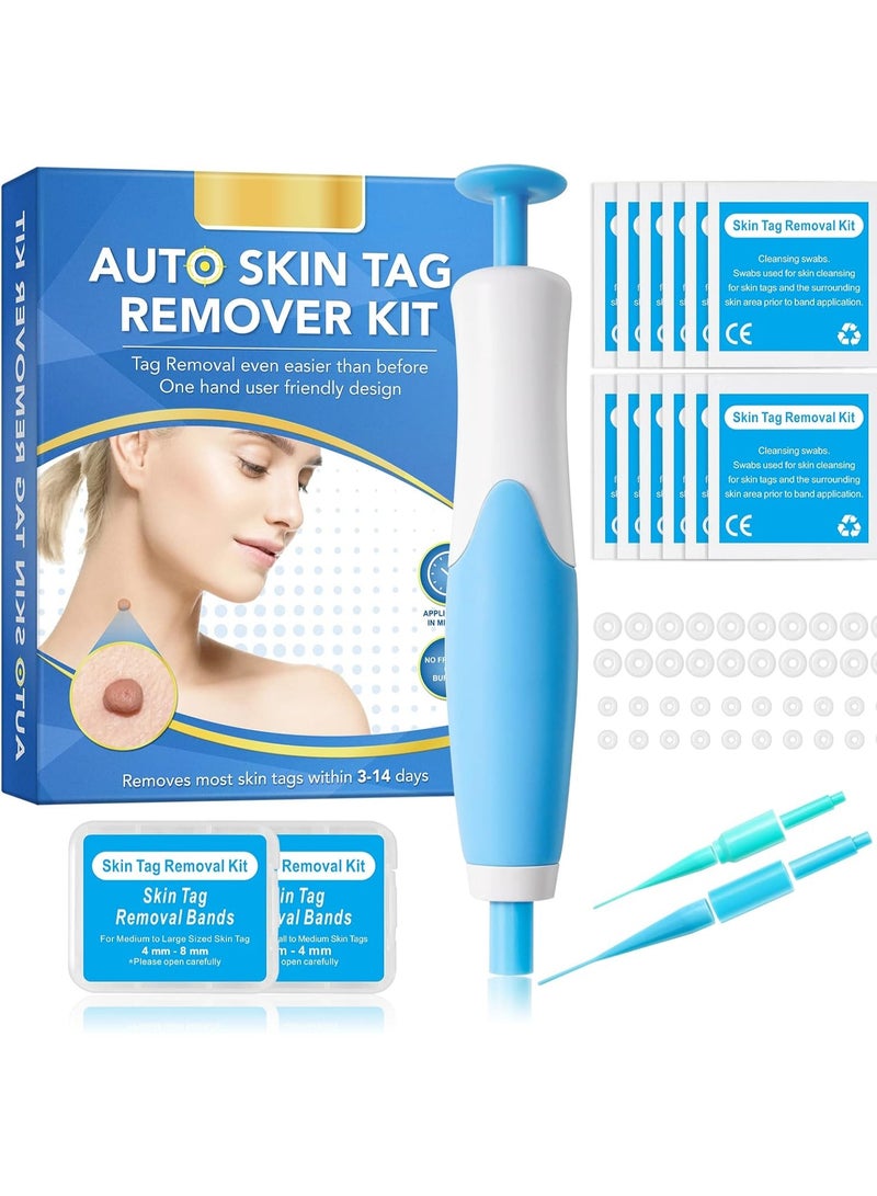 Auto Skin Tag Remover Kit for Face & Body, Upgraded Fast and Easy Removal Pen for Small to Large Size 2mm-8mm, Safe and Painless Clear Skin Tag & Mole, with 40 Removal Bands & 10 Cleansing Wipes - Image 1