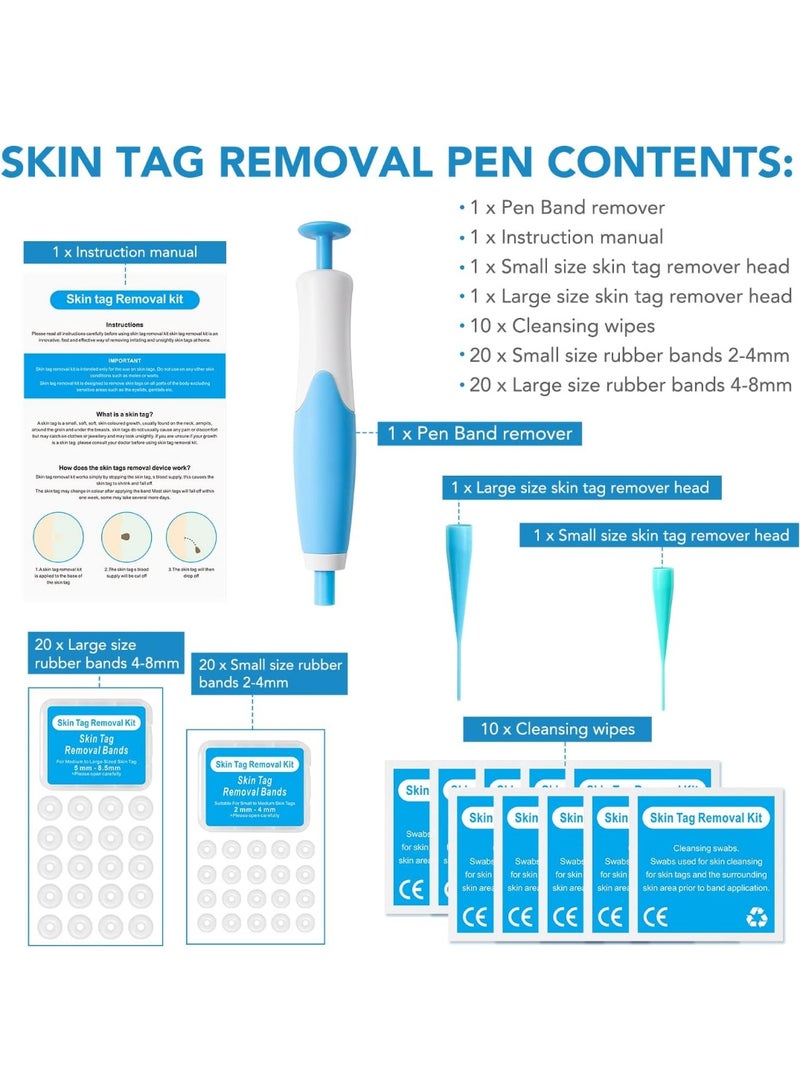 Auto Skin Tag Remover Kit for Face & Body, Upgraded Fast and Easy Removal Pen for Small to Large Size 2mm-8mm, Safe and Painless Clear Skin Tag & Mole, with 40 Removal Bands & 10 Cleansing Wipes - Image 2