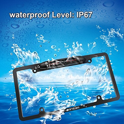 Wordcam License Plate Frame Rear View Backup Camera 170° Viewing Angle Universal Car License Plate Frame Mount Waterproof High Sensitive 8 IR LED Night Vision Reverse Parking Aid System - Image 4