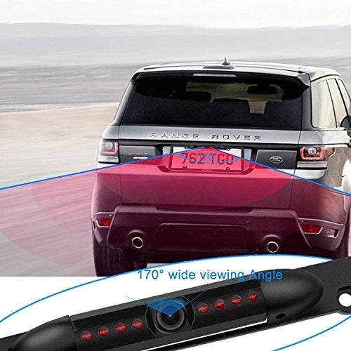 Wordcam License Plate Frame Rear View Backup Camera 170° Viewing Angle Universal Car License Plate Frame Mount Waterproof High Sensitive 8 IR LED Night Vision Reverse Parking Aid System - Image 5