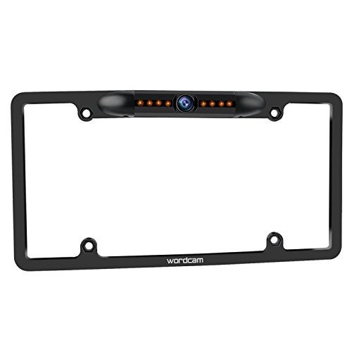 Wordcam License Plate Frame Rear View Backup Camera 170° Viewing Angle Universal Car License Plate Frame Mount Waterproof High Sensitive 8 IR LED Night Vision Reverse Parking Aid System - Image 1