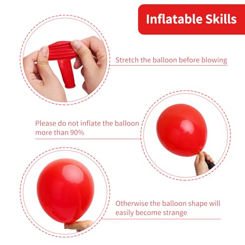 RUBFAC 129pcs Red Balloons Different Sizes 18 12 10 5 Inch for Garland Arch, Premium Latex Balloons Red Birthday Decorations Wedding Valentine's Day Baby Shower Party Decor - Image 3