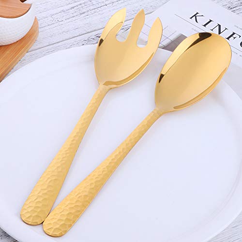 Bisda Gold-Plated Stainless Steel Salad Serving Set, 2-Piece Spoon Fork Flatware Set - Image 5