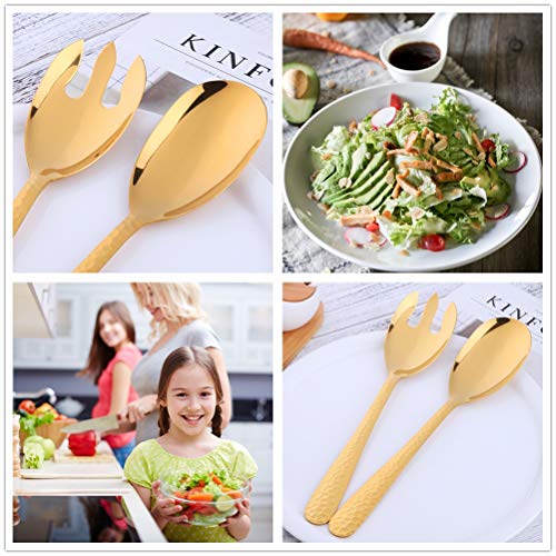 Bisda Gold-Plated Stainless Steel Salad Serving Set, 2-Piece Spoon Fork Flatware Set - Image 4