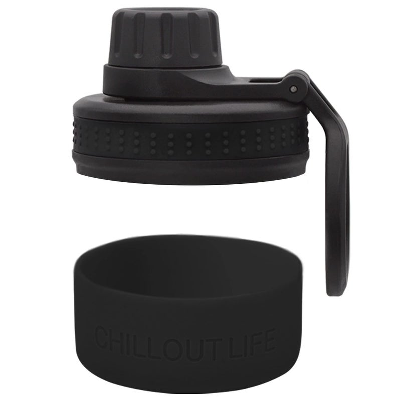 غطاء بديل بفوهة قاع سيليكون لزجاجة الماء المعزولة CHILLOUT LIFE سعة 12 أونصة 17 أونصة 22 أونصة لون أزرق سحري