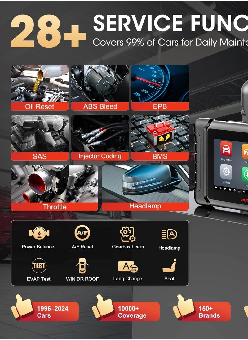 Autel - Autel Scanner MaxiCheck MX808S, 2024 US Ver of MaxiCOM MK808S/ MK808Z, Functions as MK900/ MX900, Full Bidirectional as MK900BT MK808BT PRO, 3K+ Active Test, 28+ Service, OE All System, OS 11, FCA SGW - Image 1