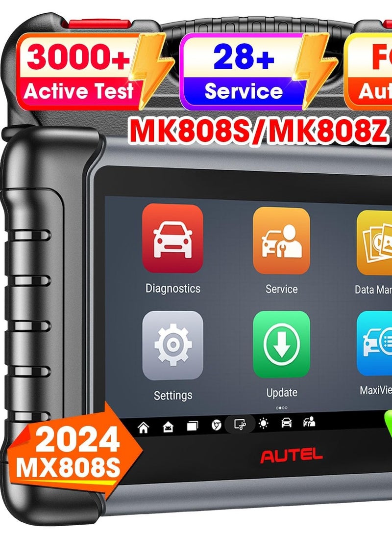 Autel - Autel Scanner MaxiCheck MX808S, 2024 US Ver of MaxiCOM MK808S/ MK808Z, Functions as MK900/ MX900, Full Bidirectional as MK900BT MK808BT PRO, 3K+ Active Test, 28+ Service, OE All System, OS 11, FCA SGW - Image 1
