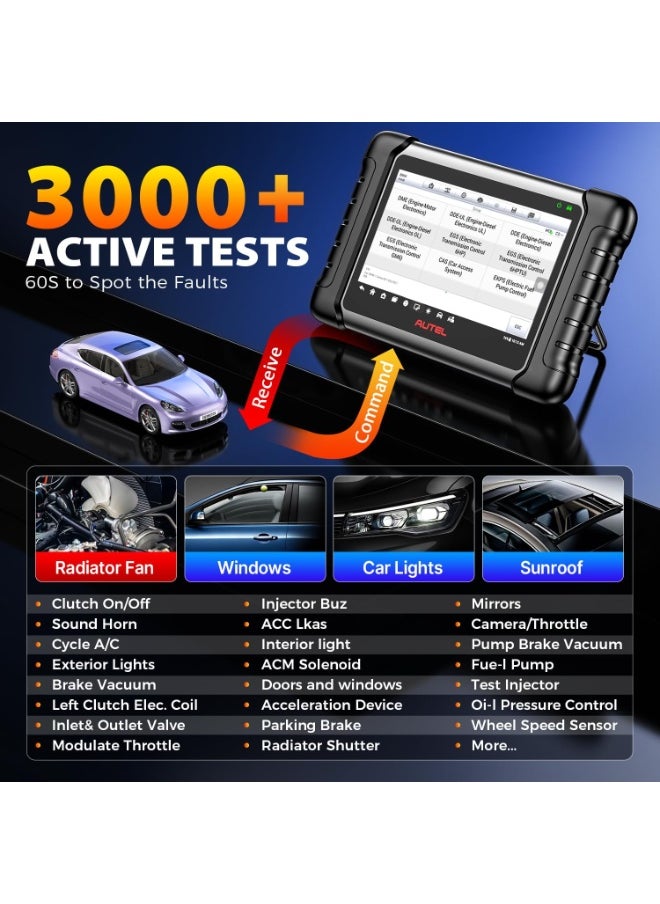 أوتل Autel Scanner MaxiCheck MX808S, 2025 US Ver of MaxiCOM MK808S/ MK808Z, Functions as MK900/ MX900, Full Bidirectional as MK900BT MK808BT PRO, 3K+ Active Test, 28+ Service, OE All System, OS 11, FCA SGW  - Image 4