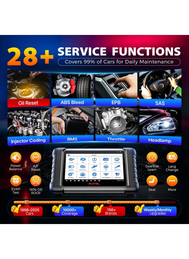 أوتل Autel Scanner MaxiCheck MX808S, 2025 US Ver of MaxiCOM MK808S/ MK808Z, Functions as MK900/ MX900, Full Bidirectional as MK900BT MK808BT PRO, 3K+ Active Test, 28+ Service, OE All System, OS 11, FCA SGW  - Image 3