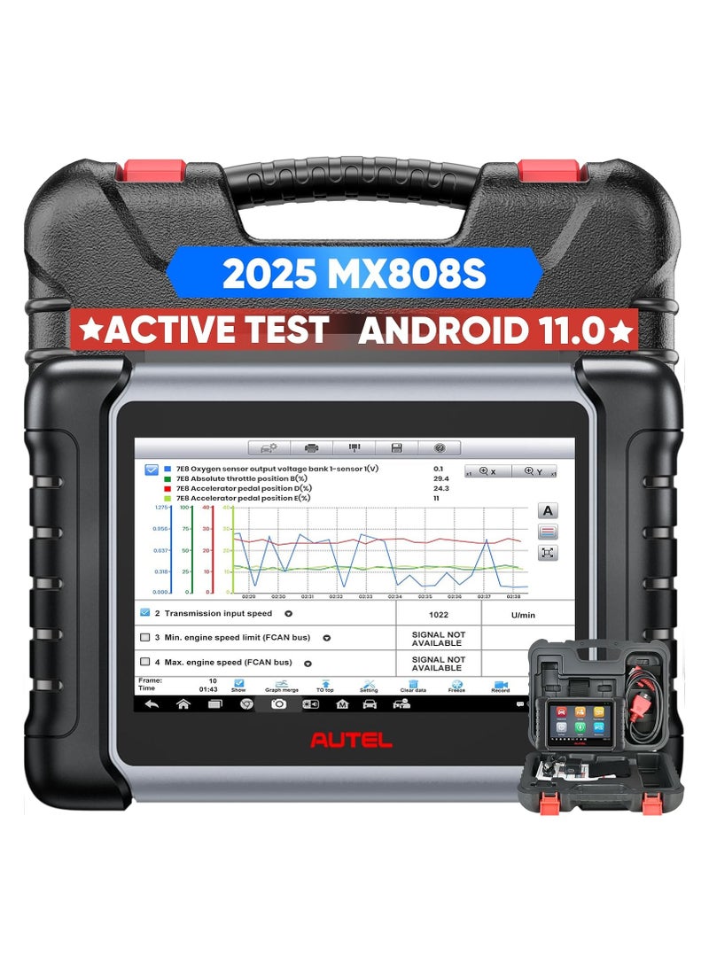 أوتل Autel Scanner MaxiCheck MX808S, 2025 US Ver of MaxiCOM MK808S/ MK808Z, Functions as MK900/ MX900, Full Bidirectional as MK900BT MK808BT PRO, 3K+ Active Test, 28+ Service, OE All System, OS 11, FCA SGW  - Image 1