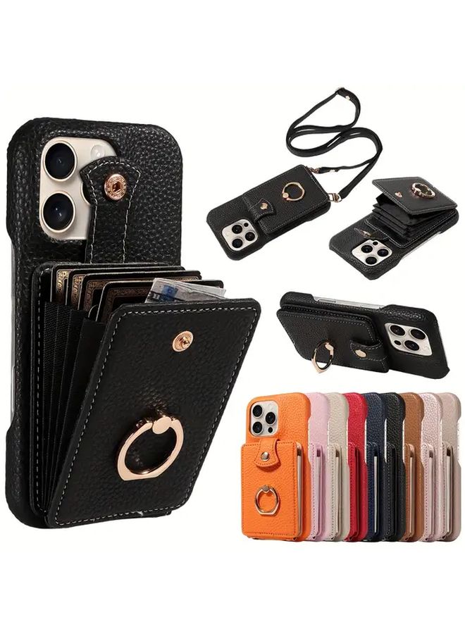 غطاء أكورديون بيج مع حزام عبر الجسم وفتحات بطاقات لـ iPhone 17 - Image 1