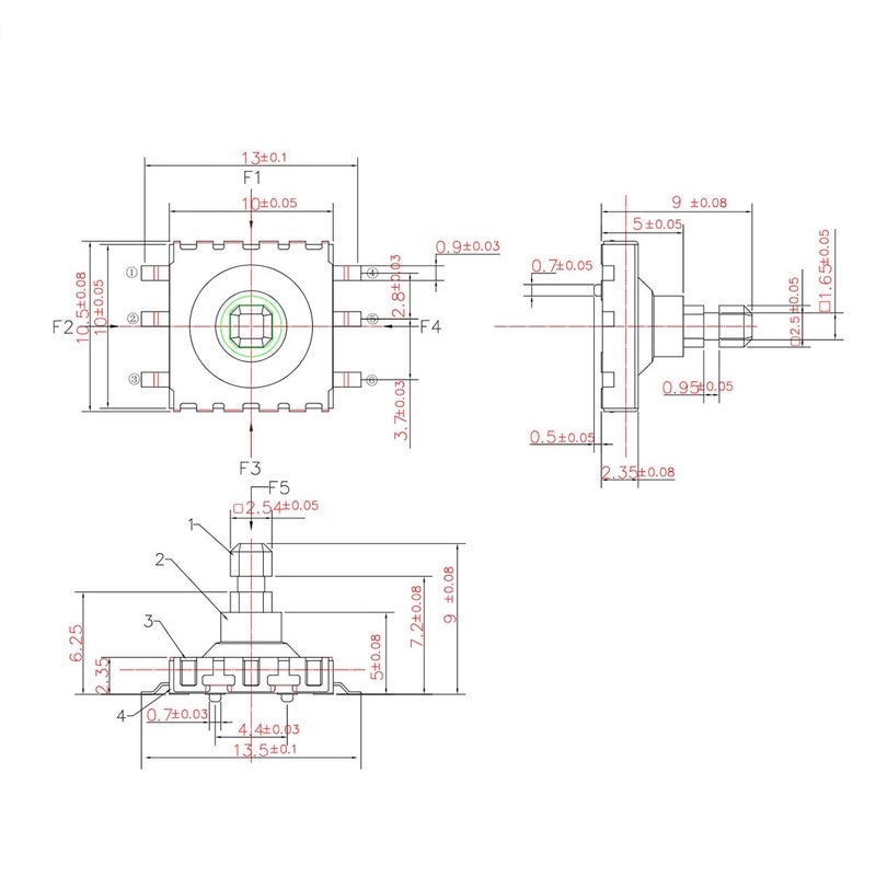 كلاراكو Klarako 5 قطع سوداء 10x10x9 مم 6 سنون 5 طرق أجهزة سطحية مربعة لحظية مثبتة على السطح مفتاح لمس لمسية مفاتيح زر ضغط لمسية لحظية SMD مفتاح لمس لمسية SMT - Image 2