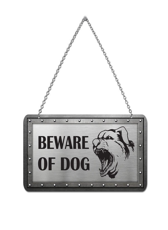 Wildmark Beware of Dog Sign Board Hindi and English Sign Board Double Sided Wooden Steel Look (5x11 Inches, Grey, Wooden) - Image 1