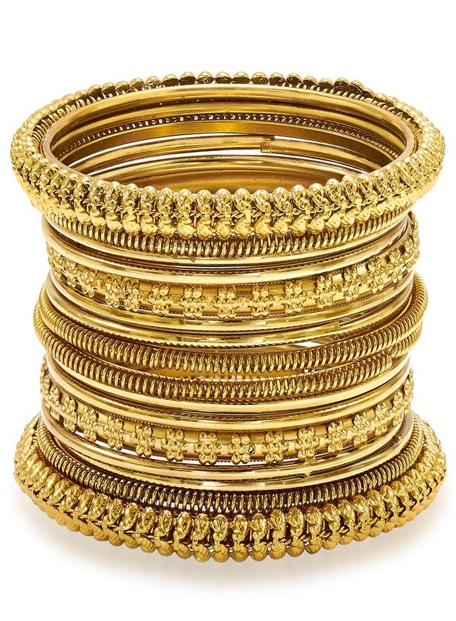 Peora Traditional Antique Look Oxidised Gold Plated Bangle Set Navratri Gift for Women Girls (Set of 1) - Image 1