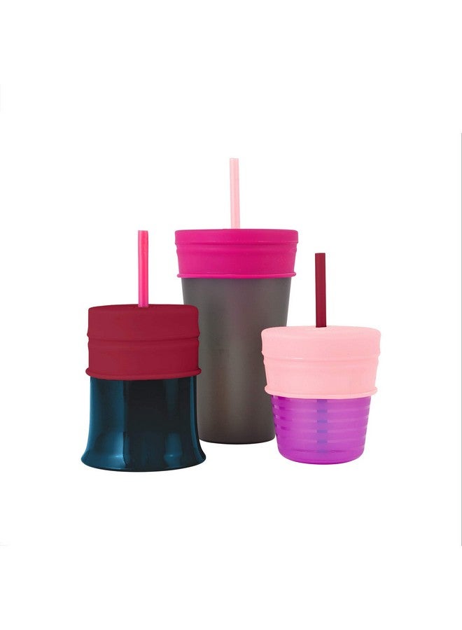 Boon Snug Straw Universal Silicone Straw Lids - Multi (3pk), Pink - Image 1
