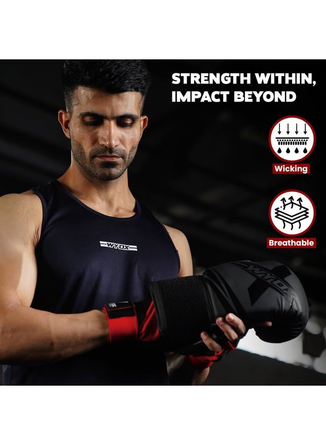 WYOX Gel Boxing Hand Wraps Inner Gloves for Men and Women, Quick 80cm Long Wrist Straps, Elasticated Padded Boxing Wraps for MMA, Kickboxing, Martial Arts Training Bandages (Red, SM) - Image 4