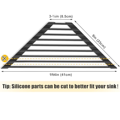 Tomorotec Small Triangle Roll-Up Dish Drying Rack with Silicone Coating Stainless Steel Frame for Sink Corners, Multipurpose Over-The-Sink Kitchen Drainer & Organizer for Space-Saving Storage (Black) - Image 5