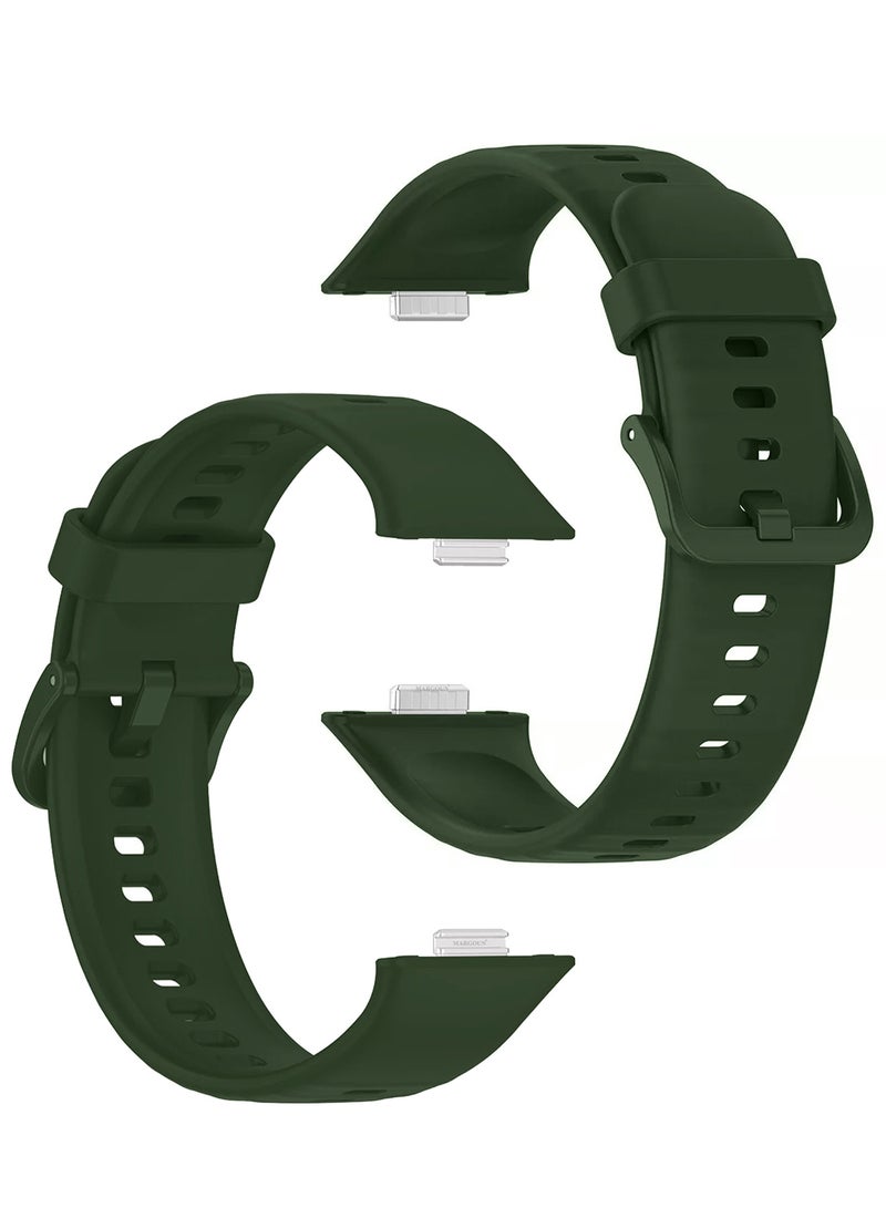 CATANES Wristband for Huawei Watch Fit 3/Fit 4/Fit 4 Pro Bands, Silicone Bracelet Quick Release Arm Band, Replacement Smartwatch Band Quick Release Sport Strap - Dark Green  - Image 2