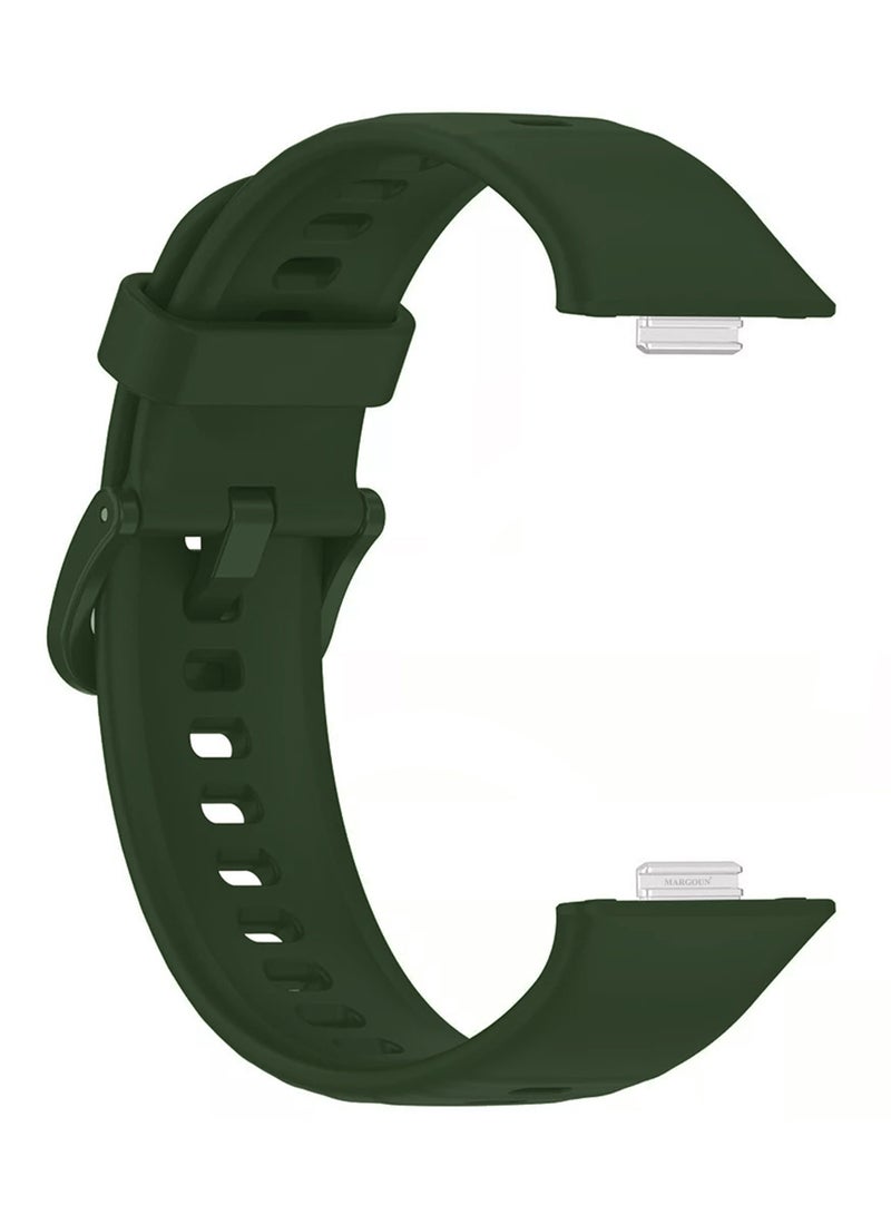 CATANES Wristband for Huawei Watch Fit 3/Fit 4/Fit 4 Pro Bands, Silicone Bracelet Quick Release Arm Band, Replacement Smartwatch Band Quick Release Sport Strap - Dark Green  - Image 1