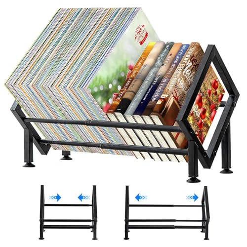 ENCIMART Adjustable Desktop Bookshelf for Desk Book Organizer Tilting Tabletop Bookshelf in Office HomeBedroom Vinyl Record Storage Holder Book Rack for MagazineCDsBooksVinyls Display Patent Pending - Image 1