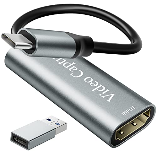 VIXLW Video Capture Card, USB3.0 HDMI to USB C Capture Card, 4K 1080P 60FPS, Video Recording Card for Gaming Live Streaming, for Windows/Mac OS System with USB C Adapter to Adjust PS4, Switch, Xbox - Image 1