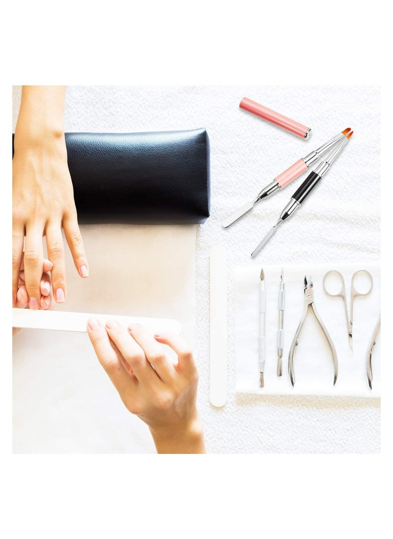 Excefore - Dual-Ended Nail Brush 2 In 1 Design Nail Brush and Spatula 2pcs Stainless Steel Gel Nail Brush Tool Nail Polish Cuticle Remover Gel for Nails Extension Nail Art Design Painting Salon DIY - Image 1