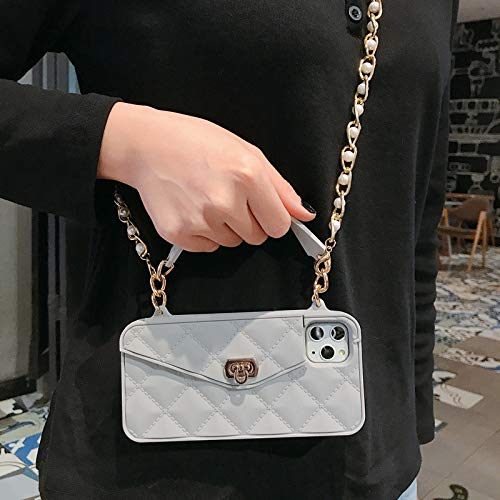 UnnFiko Wallet Case Compatible with iPhone 11, Cute Light Luxury Bag Design, Purse Flip Card Pouch Cover Soft Silicone Case with Handstrap Long Shoulder Strap (Gray, New iPhone 11) - Image 2