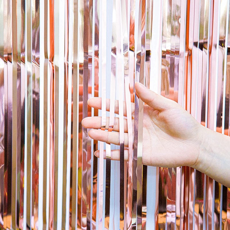 Decor365 Rose Gold Party Decoration Foil Tinsel Fringe Curtain Backdrop Hanging Circle Garland Birthday Party Decor Bridal Baby Shower Birthday Sweet 16 Party Supplies - Image 2