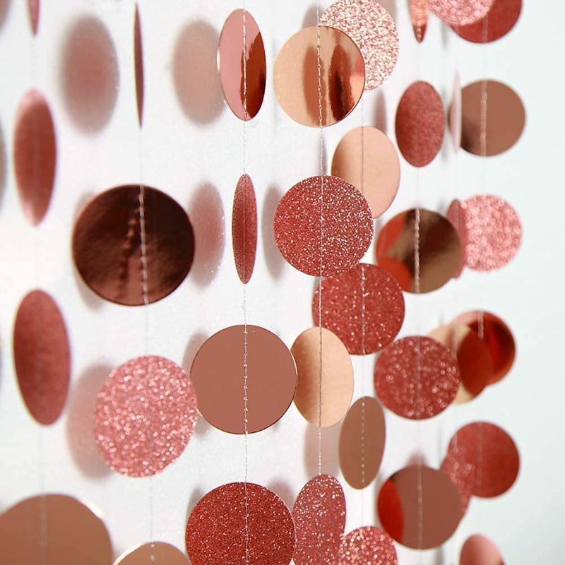 Decor365 Rose Gold Party Decoration Foil Tinsel Fringe Curtain Backdrop Hanging Circle Garland Birthday Party Decor Bridal Baby Shower Birthday Sweet 16 Party Supplies - Image 3
