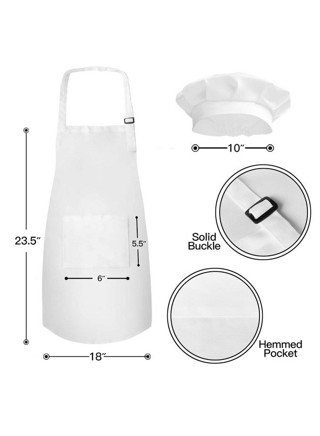 نوفيلتي بليس طقم مآزر للأطفال مع قبعة طاهٍ من نوفيلتي بليس (3 قطع) - مريلة أطفال لطيفة على البشرة مع جيب - ملابس للطبخ والخبز والرسم والتدريب - مقاس الأطفال (6-12 سنة، لون أبيض) - Image 2