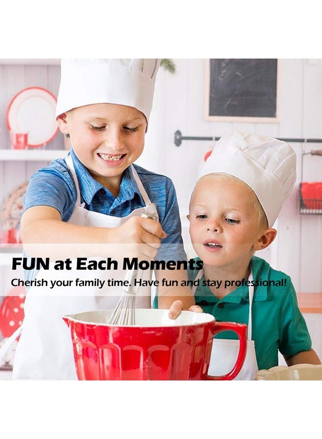 نوفيلتي بليس طقم مآزر للأطفال مع قبعة طاهٍ من نوفيلتي بليس (3 قطع) - مريلة أطفال لطيفة على البشرة مع جيب - ملابس للطبخ والخبز والرسم والتدريب - مقاس الأطفال (6-12 سنة، لون أبيض) - Image 4