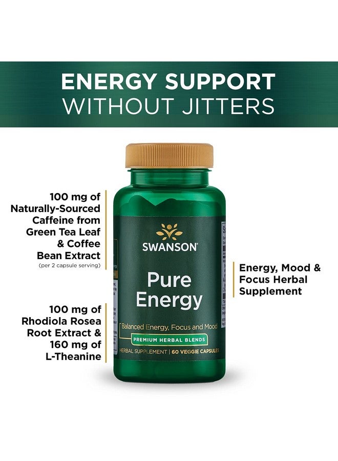 Swanson Pure Energy Metabolism Concentration Focus Support Stress Management Adaptogenic Herbs Herbal Supplement 60 Veggie Capsules (Veg Caps) Vegan - Image 5