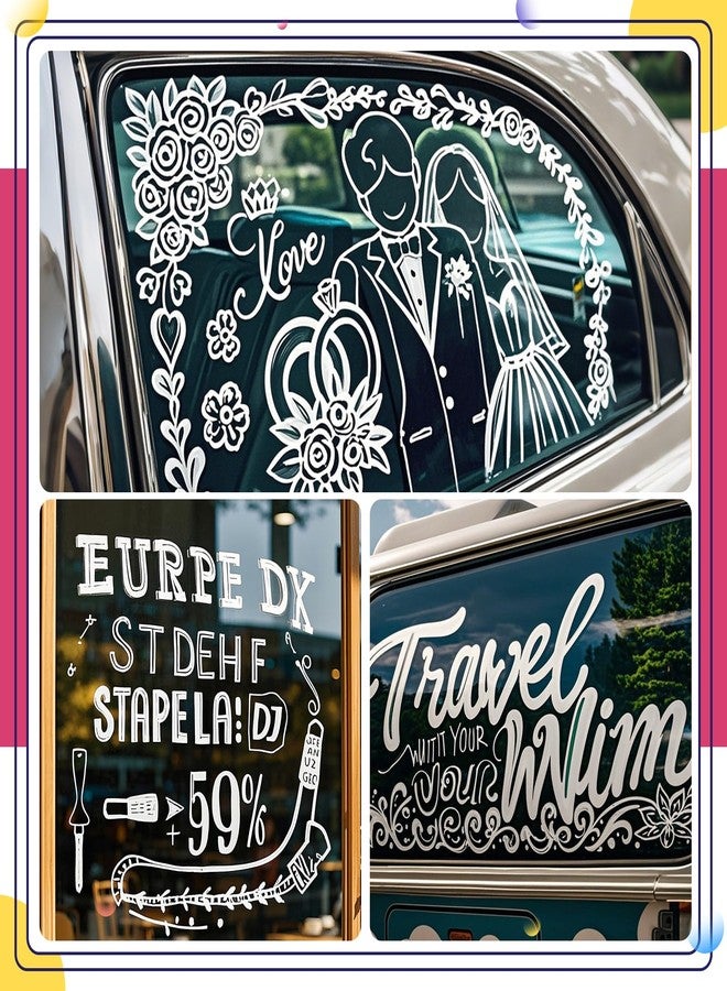 KERIFI Window Markers for Glass, White Washable & Wet Erase Liquid Chalk Markers, 10mm Jumbo Car Window Art Pens for Blackboard, Chalkboard Signs, Graduation Celebration, Poster, School, 3 Pack - Image 3
