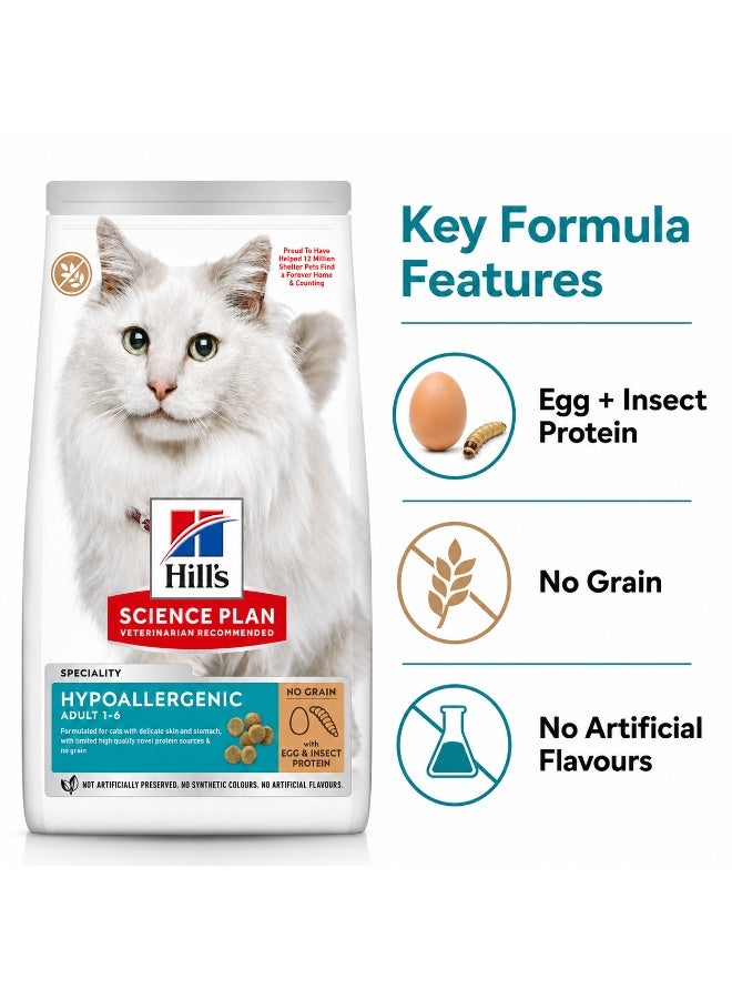 Hills Hill’s Science Plan Hypoallergenic Dry Cat Food 1.5kg Adult 1–6 Years Egg & Insect Protein Grain-Free Sensitive Skin & Stomach - Image 3