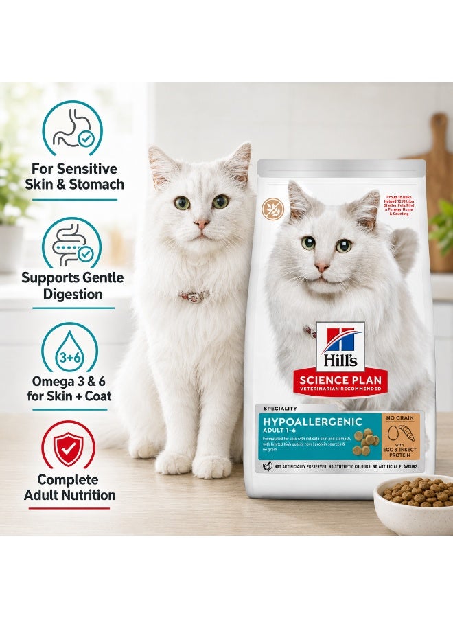 Hills Hill’s Science Plan Hypoallergenic Dry Cat Food 1.5kg Adult 1–6 Years Egg & Insect Protein Grain-Free Sensitive Skin & Stomach - Image 4