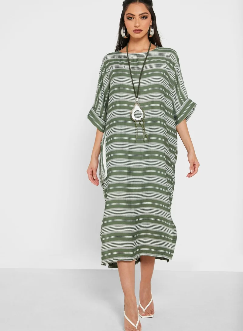House of Moda Round Neck Striped Dress